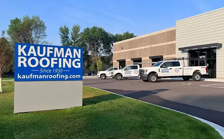 Kaufman Roofing Shop and Trucks